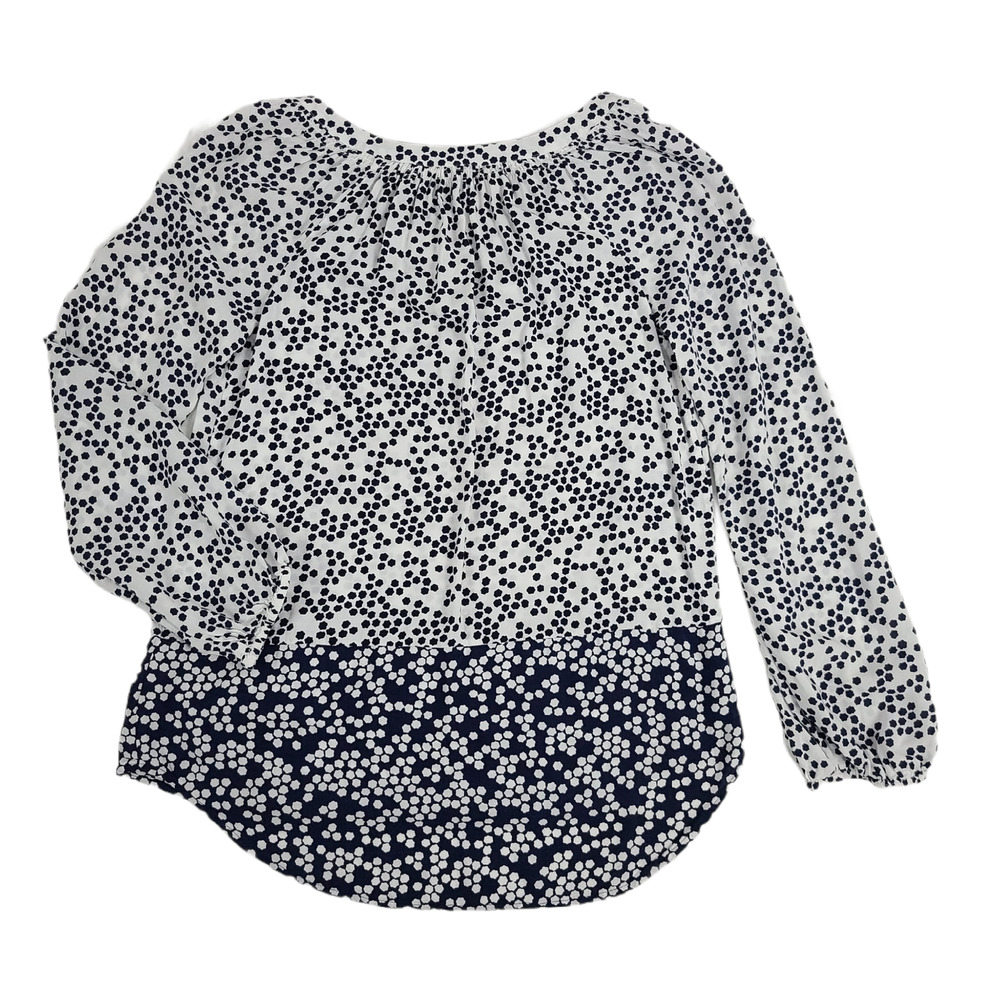 Boden Maya Top Contrast Print  VNeck White Navy - Picture 5 of 12